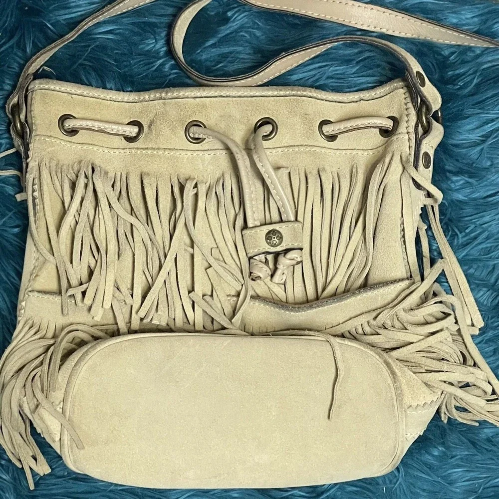 Patricia Nash Crossbody Purse Tan Suede Leather Fringe Bag - Picture 4 of 16